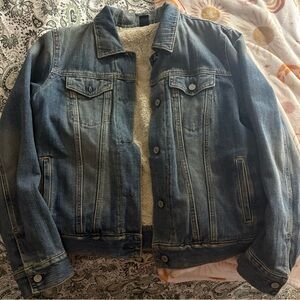 GAP denim jacket with cream sherpa lining